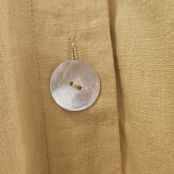 JNY Jones New York M Medium women's yellow over coat jacket blazer 55% LINEN - Picture 6 of 15